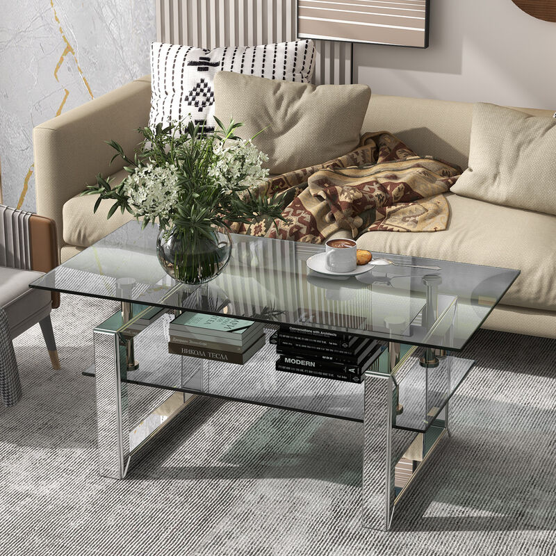 Gutzed Transparent tempered glass coffee table image number 2