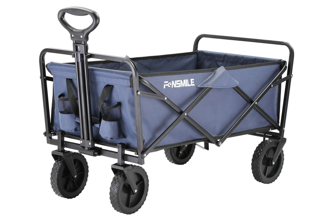 EchoSmile 4.06 cu. ft. Fabric Portable Garden Cart with Adjustable Rolling Wheels in Green