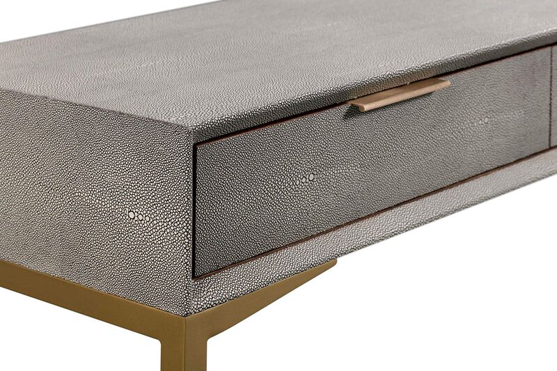 TOV Furniture Pesce Shagreen Modern 3 Drawer Living Room Console Table, 59" Grey image number 5