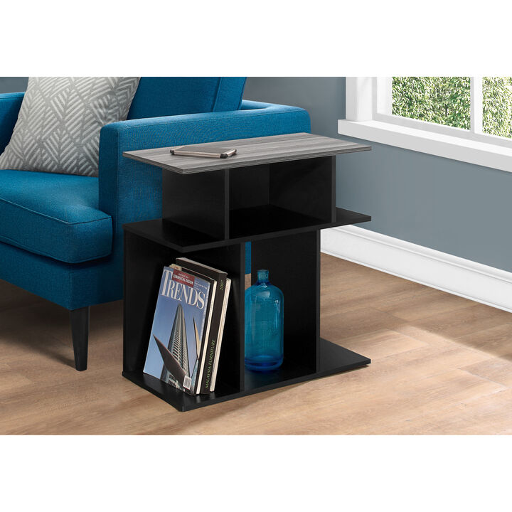 Monarch Specialties I 2477 Accent Table, Side, End, Nightstand, Lamp, Living Room, Bedroom, Laminate, Black, Grey, Contemporary, Modern