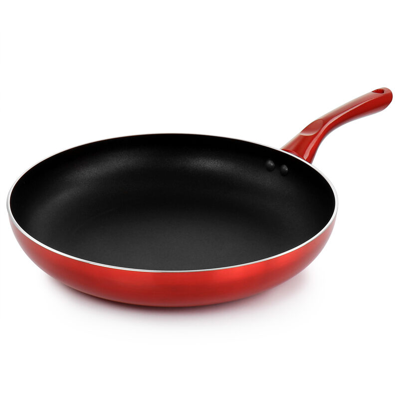 Better Chef 12in Silver Metallic Non Stick Gourmet Fry Pan in Red