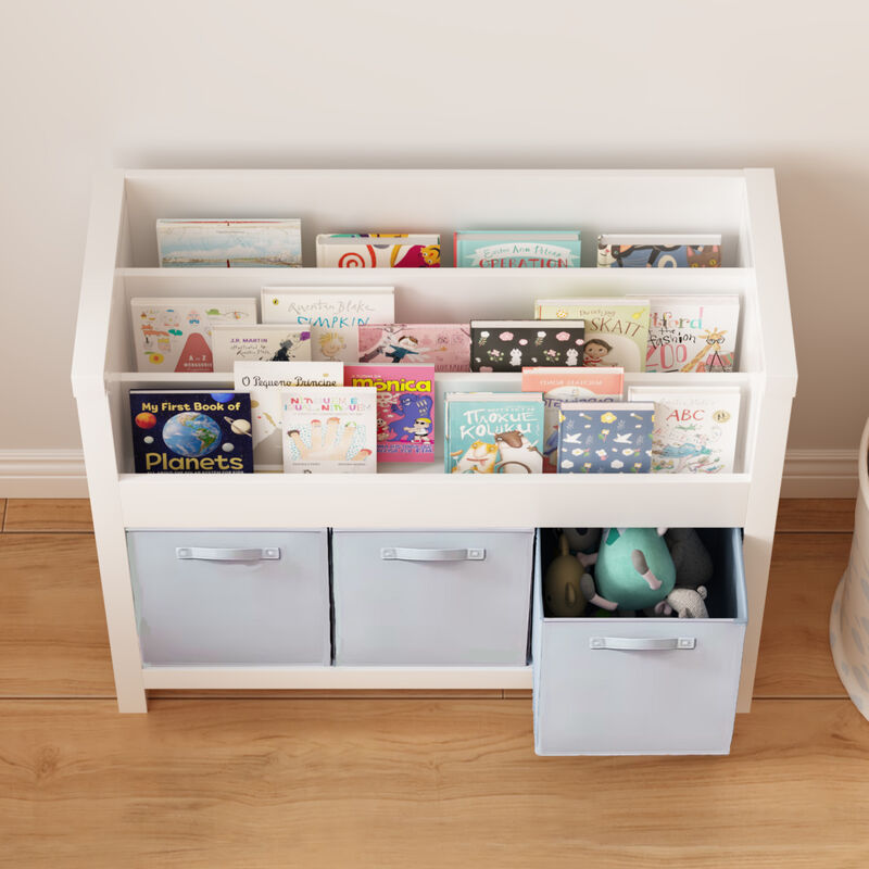 TATEUS Kids Bookcases 3 Tier Front-Facing Storage image number 5