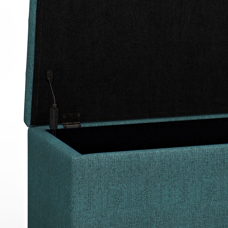 Cosmopolitan Storage Ottoman in Teal Polyester Fabric