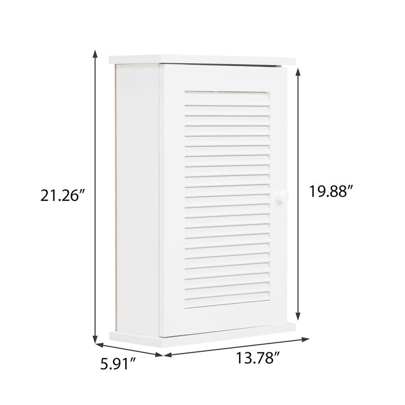 Jaxpety Hanging Cabinet with Louvered Doors White