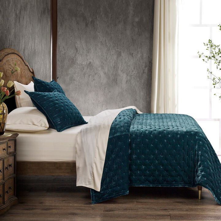 Stella Pintuck Storm Twin Quilt Set