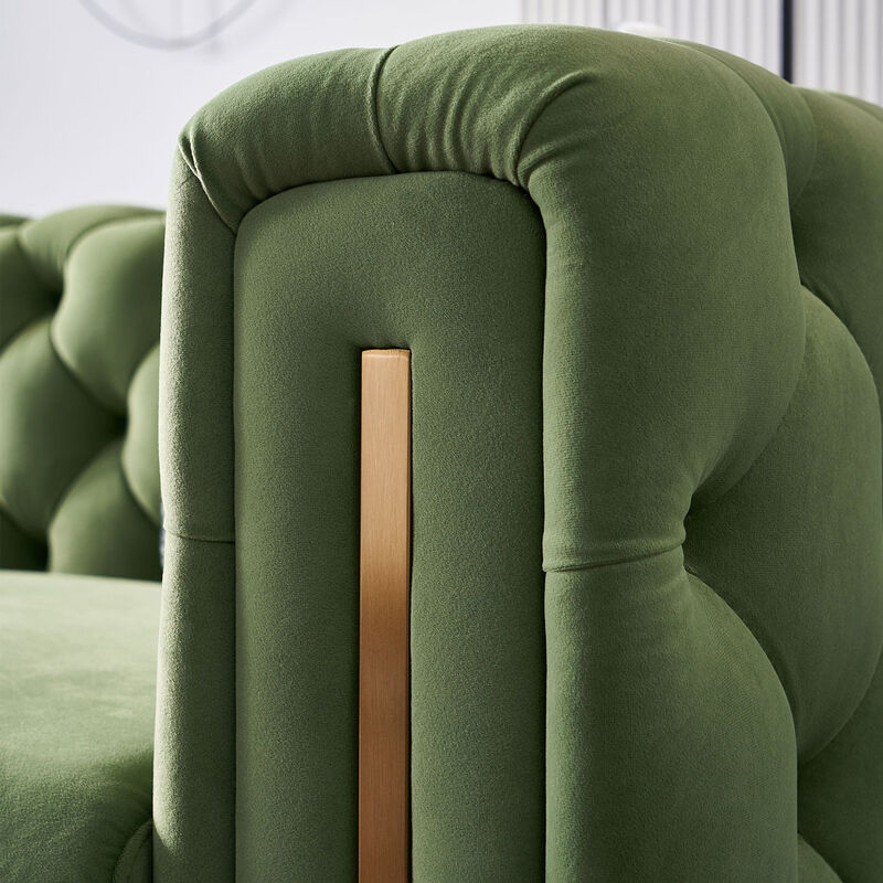 Chesterfield Modern Tufted Velvet Living Room Sofa, 84.25" W Couch, Mint Green