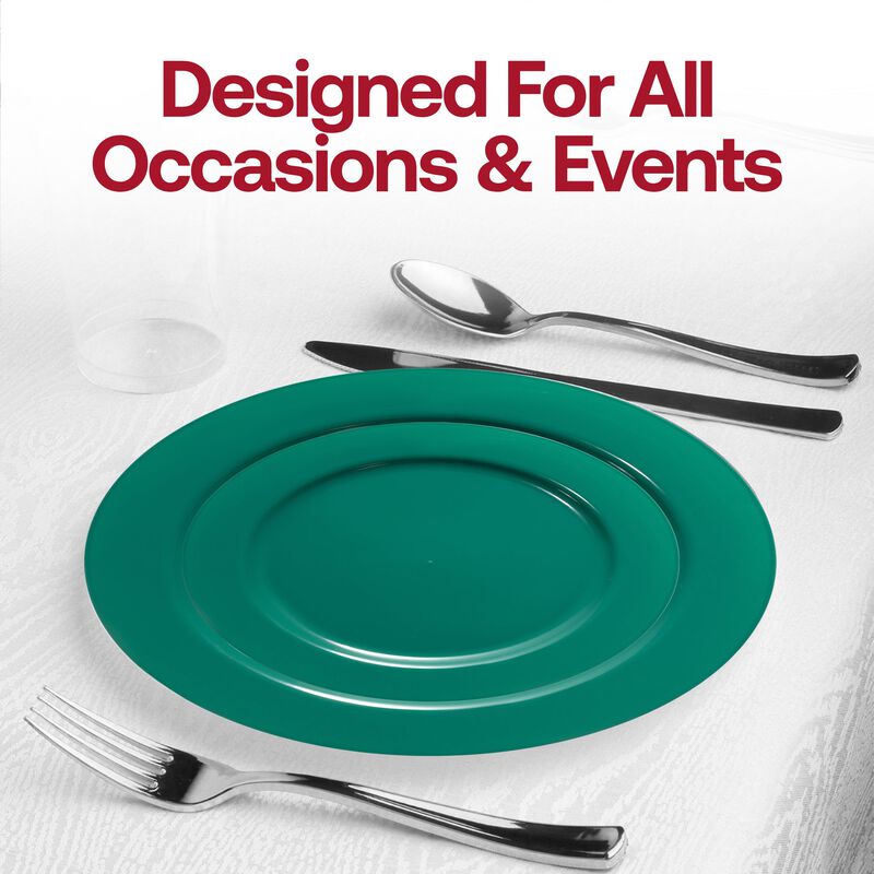 Solid Green Holiday Round Plastic Wedding Value Set (60 Sets) image number 6