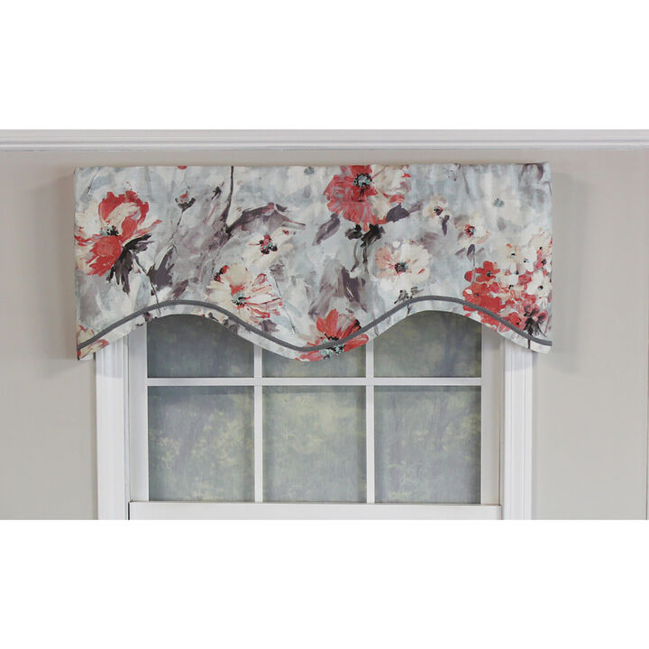 RLF Home Tia Cornice Valance Primrose. 3" Rod Pocket, Elevated trim décor. 50"W X 17"L