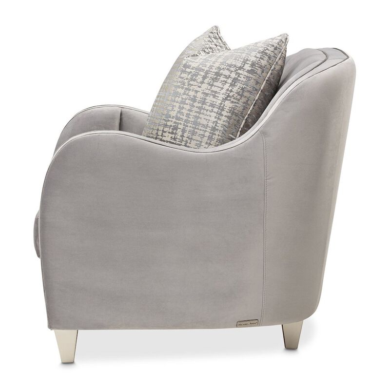 Michael Amini Roxbury Park Velvet Matching Chair - Steel/Slate
