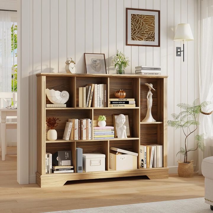 Book Shelf, 10-Cube Bookshelf, 4-Tier Wooden Bookcase with Adjustable Shelf, Sturdy Cube Storage Shelf for Small Spaces for Living Room, Bedroom