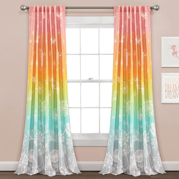 Make A Wish Dandelion Fairy Ombre Window Curtain Panels Pastel Rainbow 52X84 Set