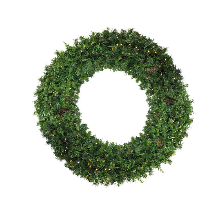 Pre-Lit Dakota Red Pine Artificial Commercial Christmas Wreath  72-Inch  Clear Dura Lights