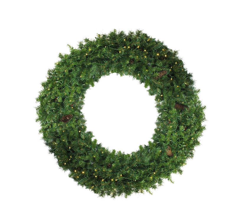 Pre-Lit Dakota Red Pine Artificial Commercial Christmas Wreath  72-Inch  Clear Dura Lights image number 0