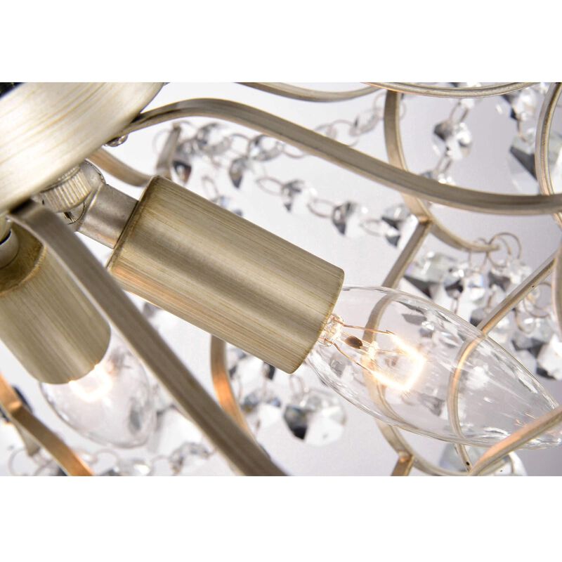 Dahlia Elegant Indoor 3-light Brushed Champagne Crystal Flush Mount image number 7