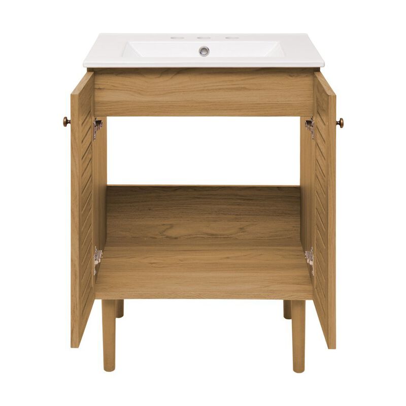24" Freestanding Bathroom Vanity with 3-Hole Centerset Sink Top image number 4