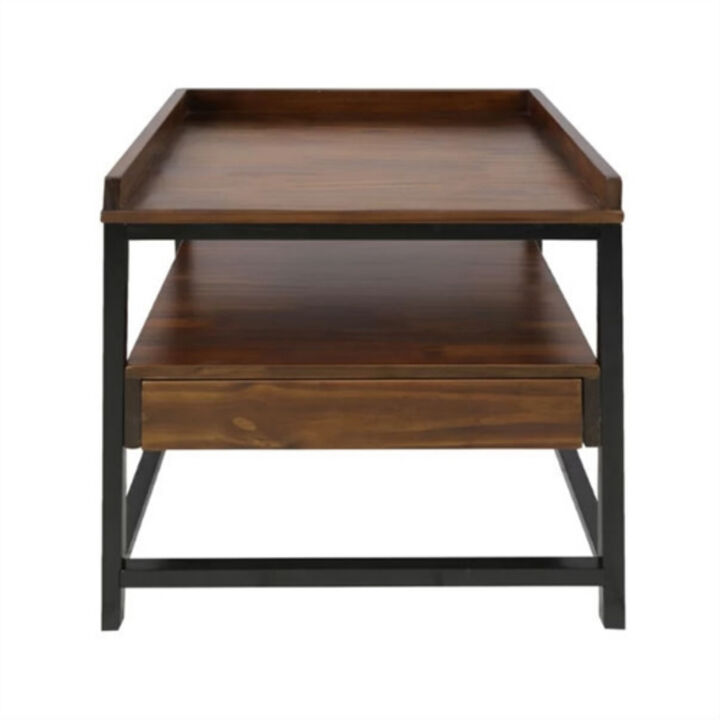 Solid Wood Side Table with 1 Drawer Modern End Table for Home