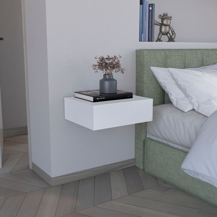 DEPOT E-SHOP Ivor Floating Nightstand, Modern Wall-Mounted Bedside Shelf with Drawer, Black