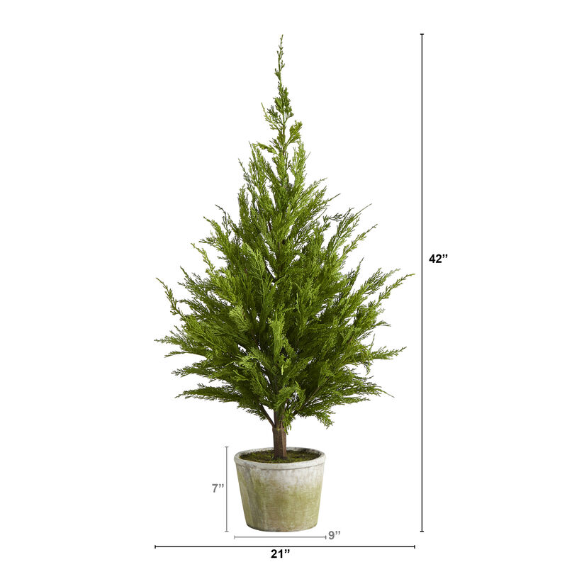 Nearly Natural 3.5-ft Cedar Pine “Natural Look-in Artificial Tree in Decorative Planter