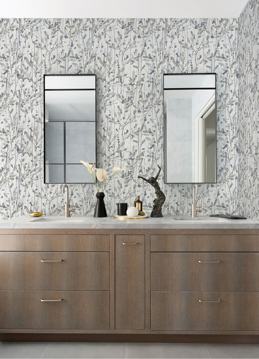Leandra Grey Floral Trail Wallpaper