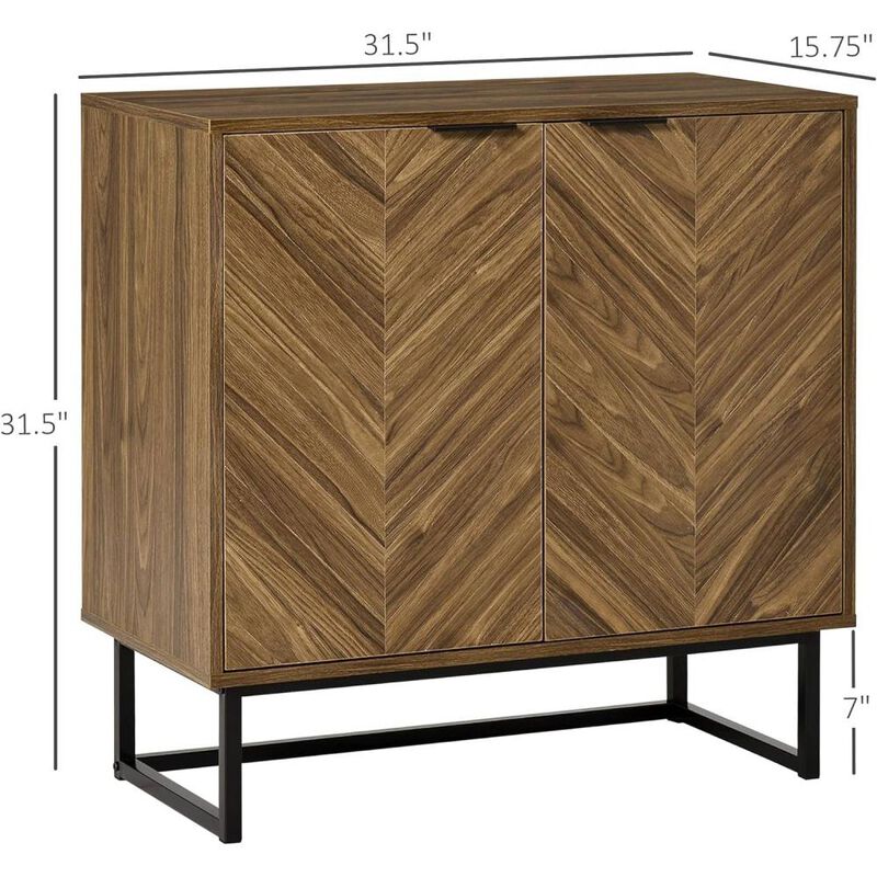 Hivvago Modern Entryway Sideboard Buffet Dining Storage Cabinet in Walnut Wood Finish