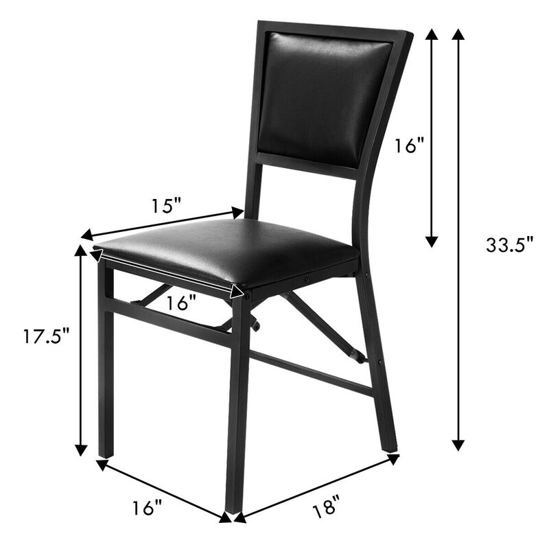 Set of 2 Metal Folding Dining Chair with Space Saving Design