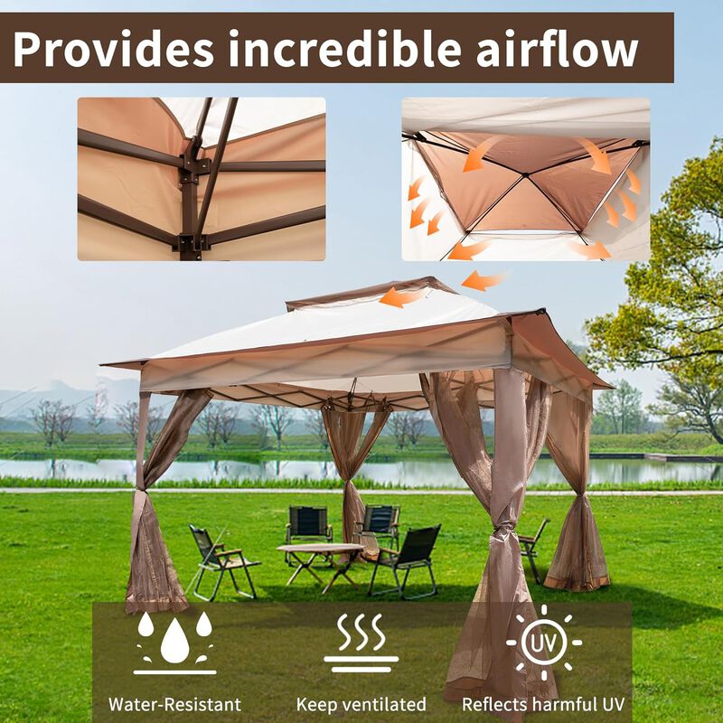 Canopy Tent with Breathable Mesh Mosquito Netting Walls, Outdoor Pop-Up Sunshade