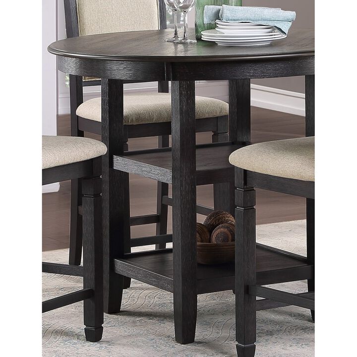 Brown and Black White Finish 1pc Counter Height Table with 2x Display Shelves Transitional Style Furniture