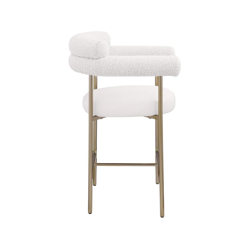 Meridian Furniture Blake Boucle Fabric / Vegan Leather Counter Stool, Set of 2