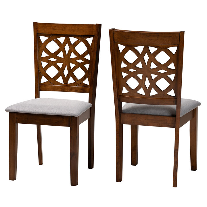 Baxton Studio Abigail Cream Fabric and Dark Brown Finished Wood 2-Piece Dining Chair Set