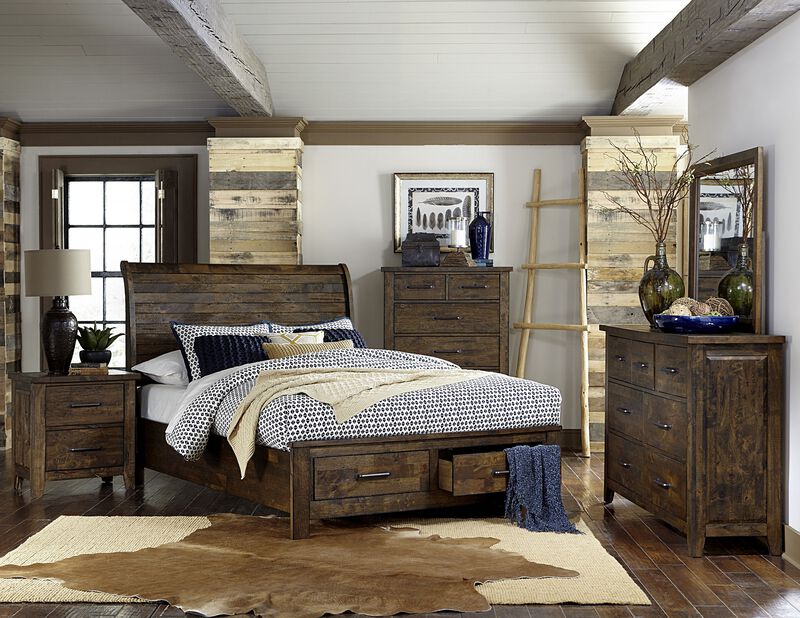 Streamdale Rustic Bedroom Nightstand Solid Rubberwood