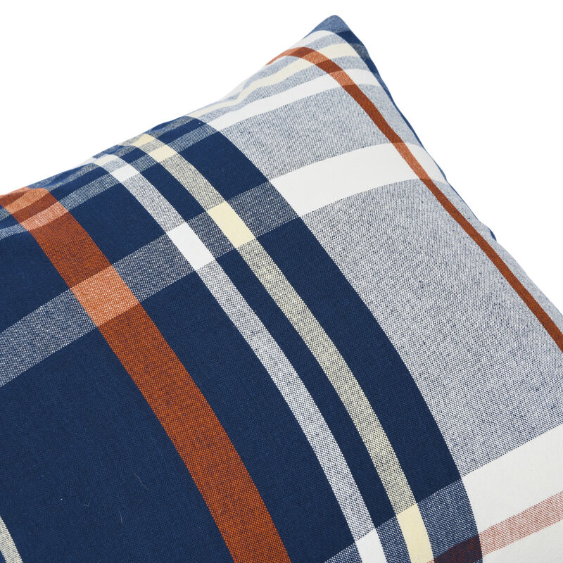Square Plaid Cotton Pillow Cover image number 2