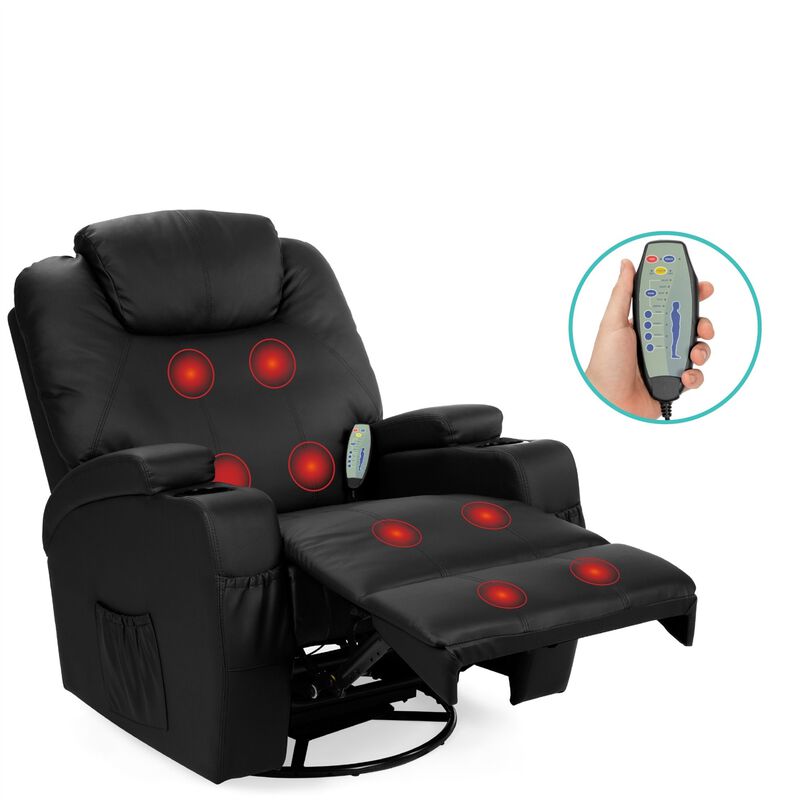 Swivel Heat & Massage Recliner Chair 5 Modes Remote Control