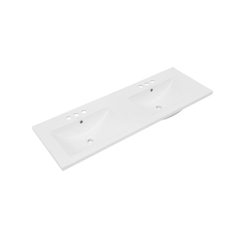 48" 3-Hole Widespread Double Basin Vanity Sink Top in Matte Black image number 6