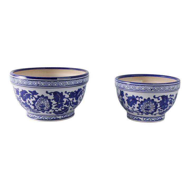 S/2 Bowl Chinoiserie Planters
