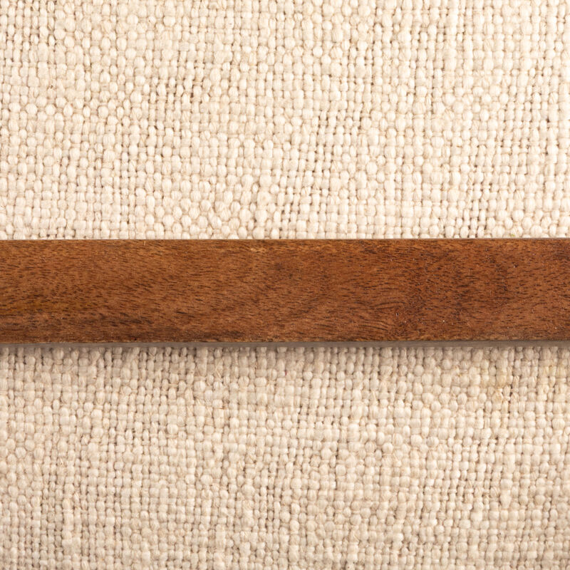 Mango Wood and Boucle Storage Bench, Ivory image number 7