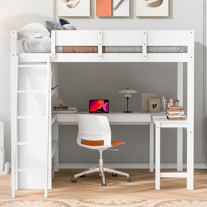 Merax Loft Bed with Desk and Shelf