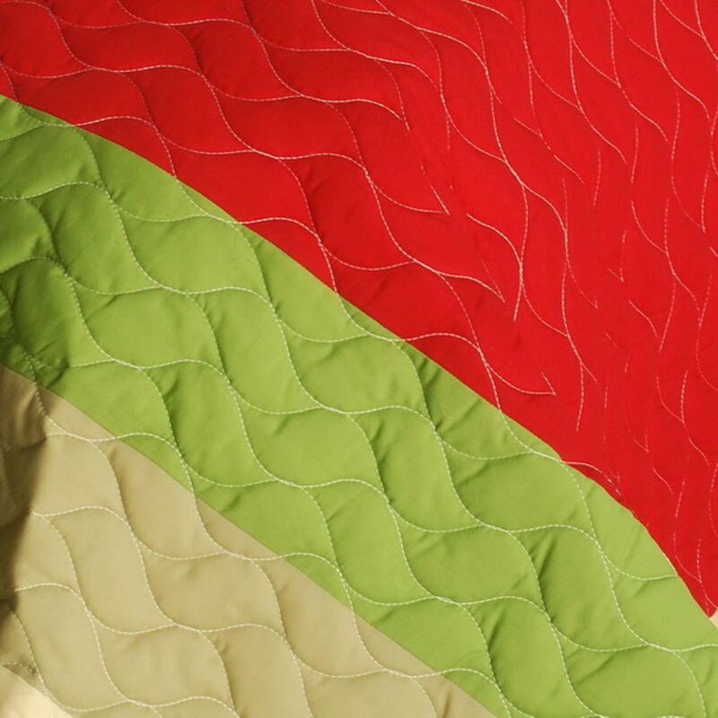 My Garden Queen Size Geometric Patchwork Quilt Set 3 Piece with Quilted Stitch Detail-Green image number 2