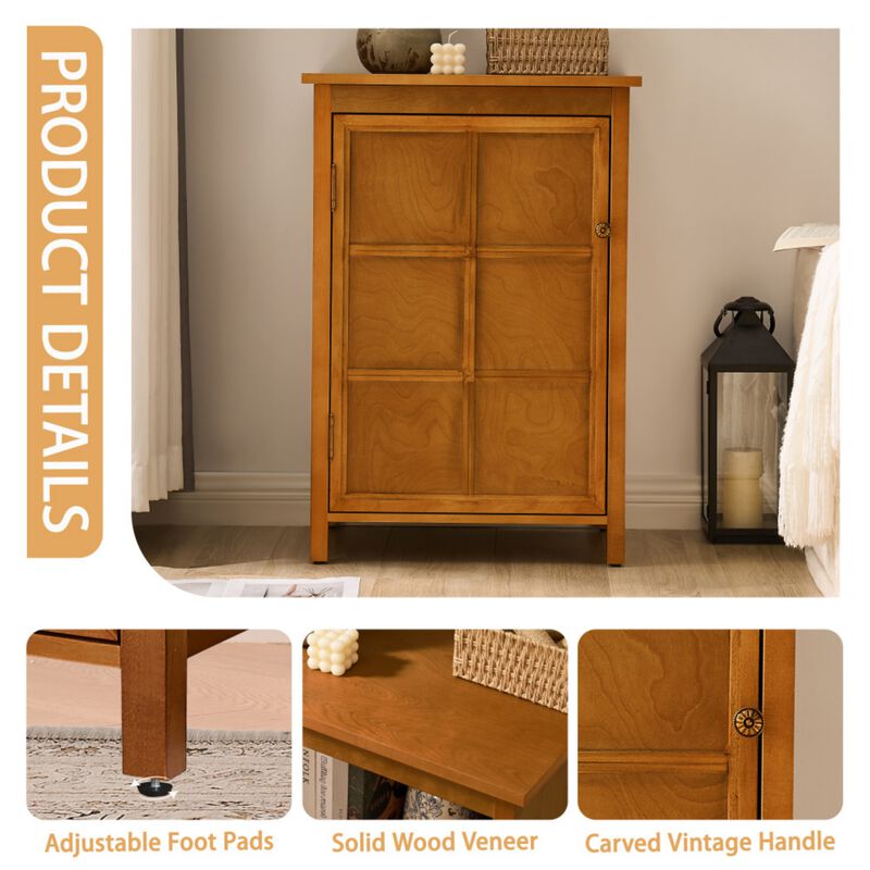Citfet 34.2" Tall Mid‑Century Modern Accent Storage Cabinet image number 3