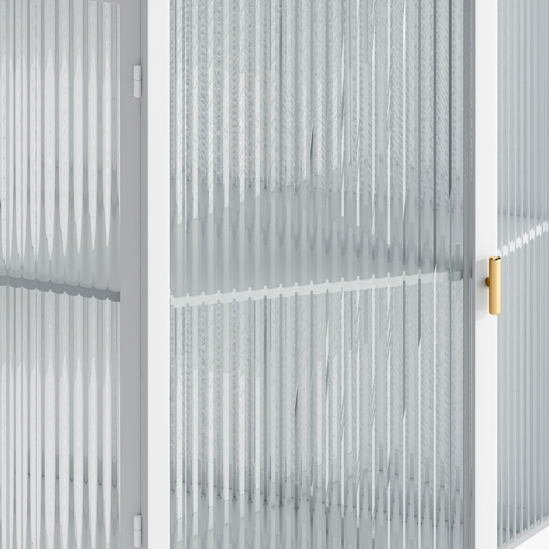 Floor Coner Cabinet with Tempered Glass Doors and Storage Shelves for Bathroom, Living Room and Bedroom