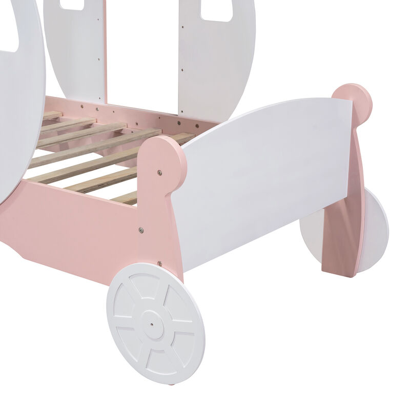 Merax Twin size Princess Carriage Bed with Crown