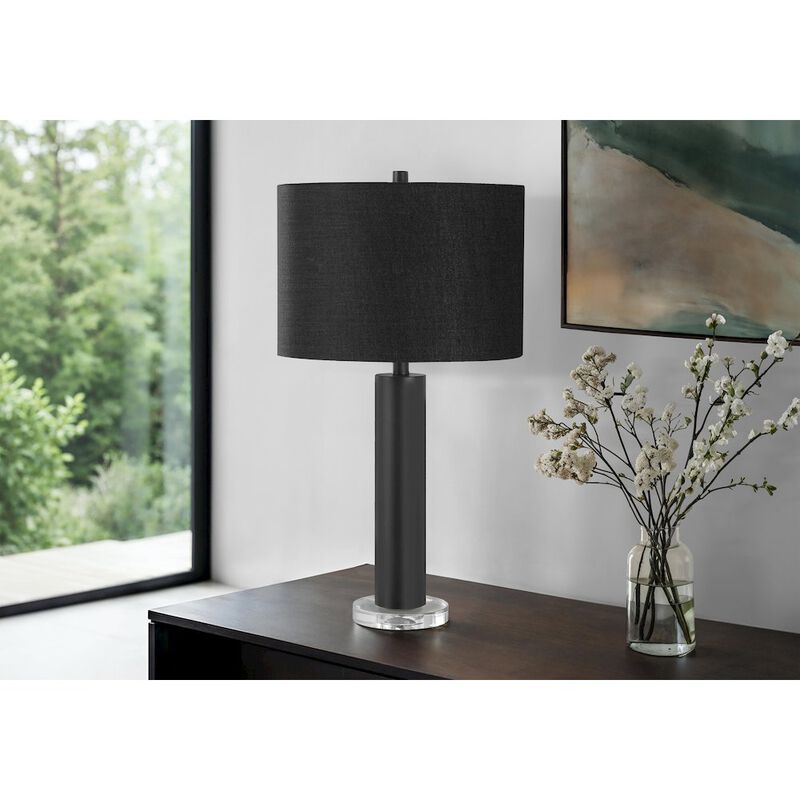 Lighting, 28"H, Table Lamp, Black Metal, Black Shade, Contemporary, Modern
