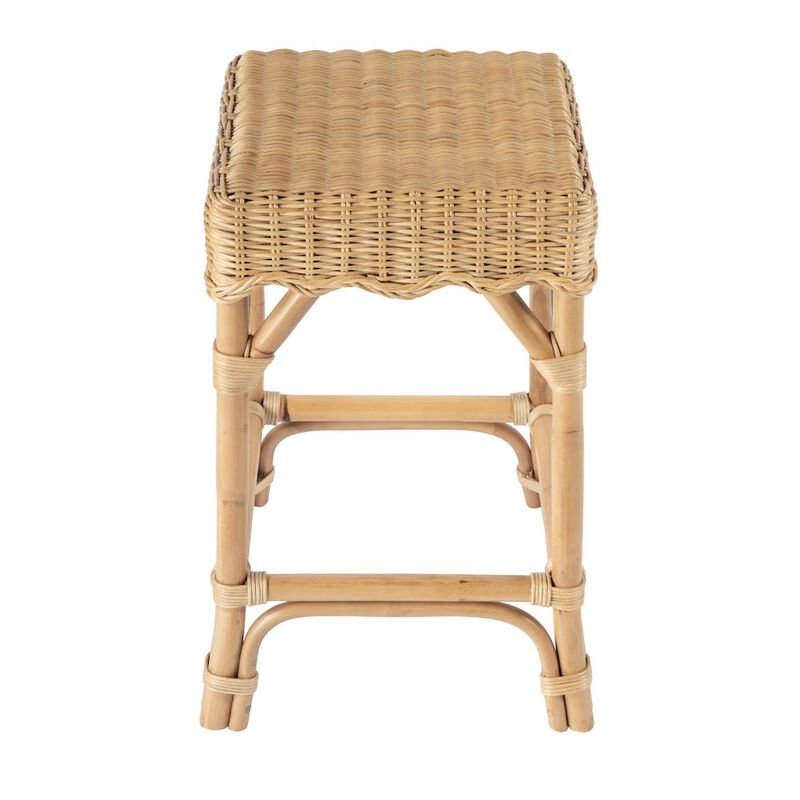Butler Specialty Flora Rattan Scalloped Counter stool, Light Brown