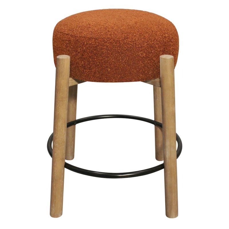 Natalia Counter Stool in Rust Boucle Fabric 2-Piece Set