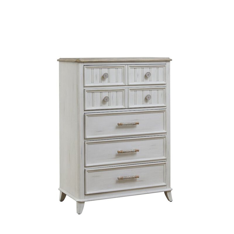 American Woodcrafters Beach Comber Chest - Weathered White - Sand Top image number 0