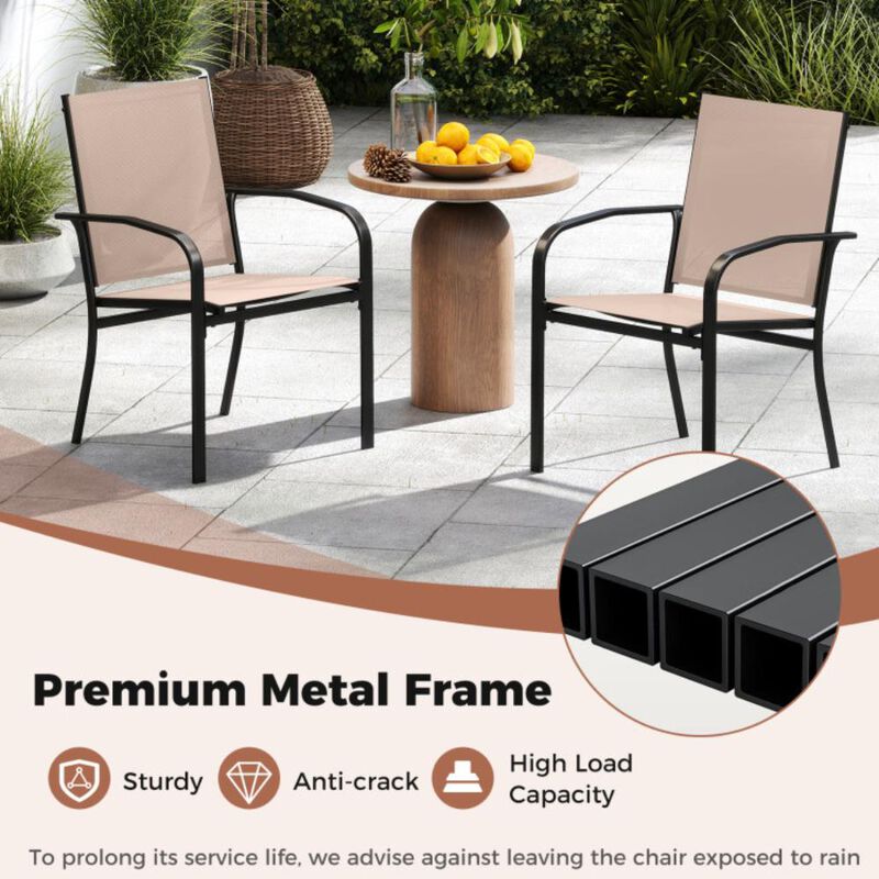 Hivvago Outdoor Dining Chairs Set of 2 with High Back and Metal Frame