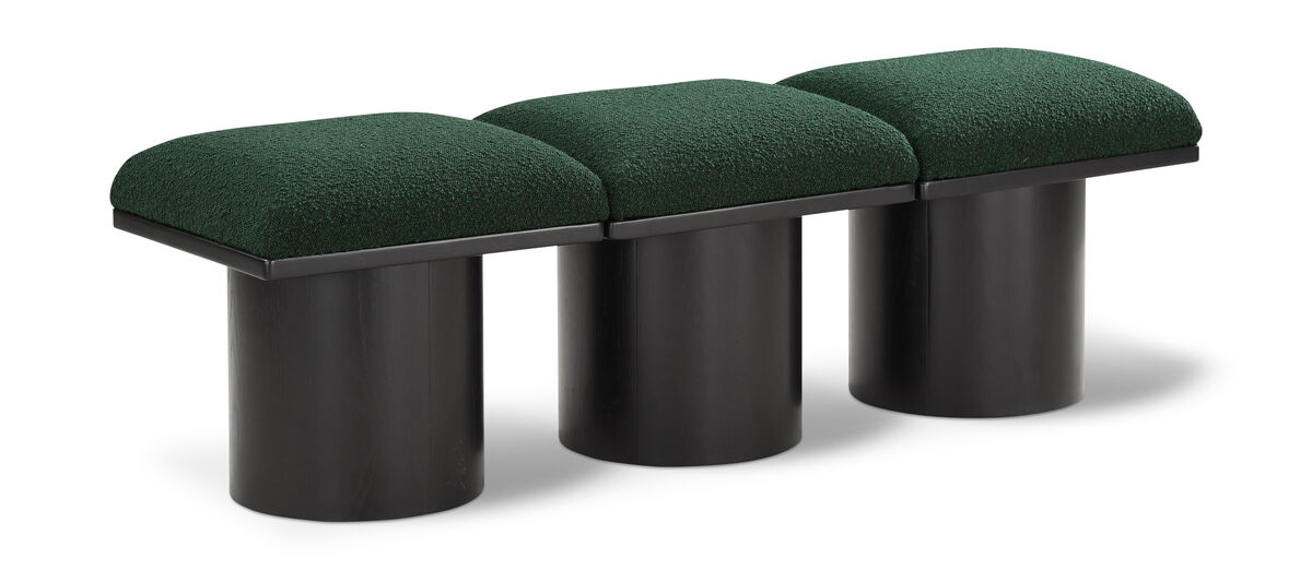 Meridian Furniture Pavilion Green Boucle Fabric Bench