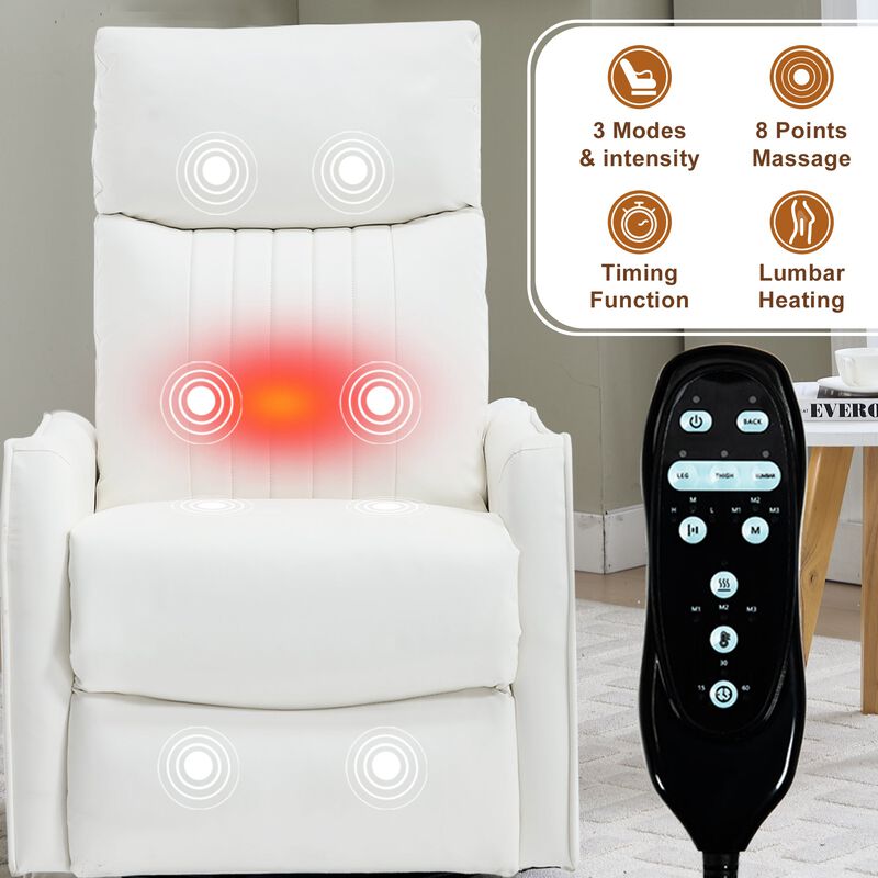 Faux Leather Manual Recliner Chair with Heat and Massage, Living Room Rocker and Swivel Chair image number 3