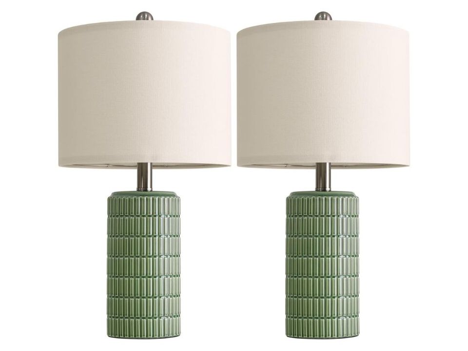20 Inch Green Modern Ceramic Table Lamps Set of 2