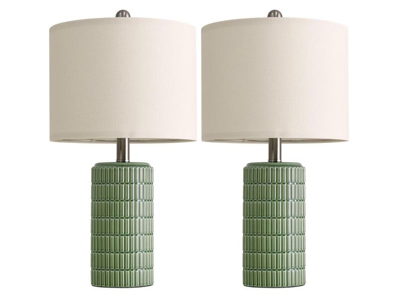 20 Inch Green Modern Ceramic Table Lamps Set of 2 image number 0
