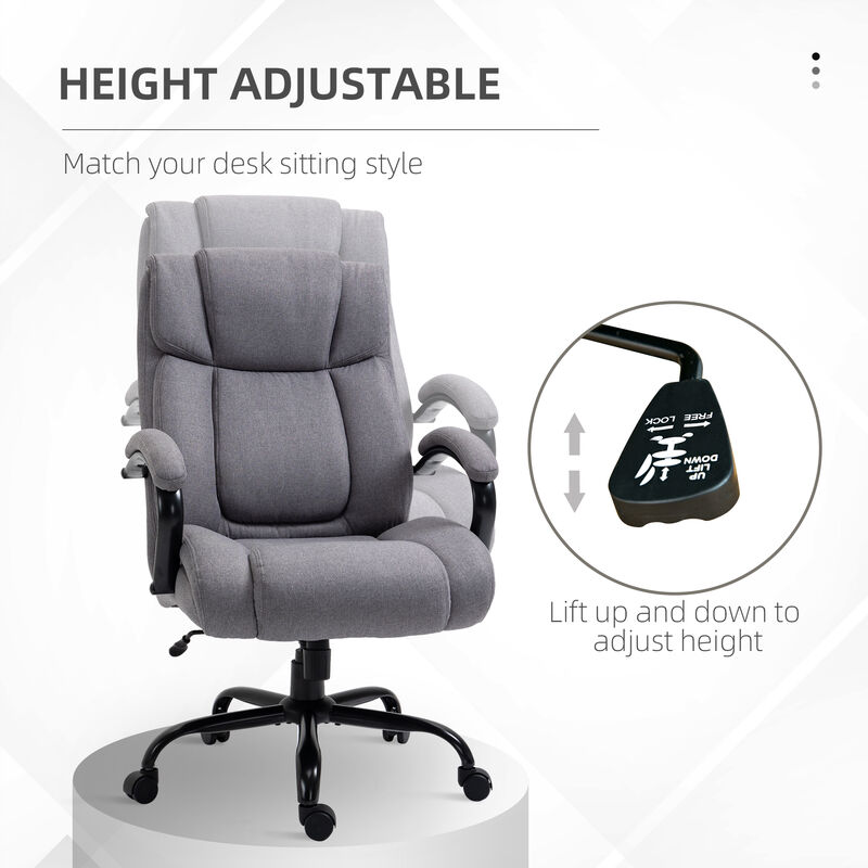 Vinsetto High Back Big and Tall Executive Office Chair 484lbs with Wide Seat, Computer Desk Chair with Linen Fabric, Adjustable Height, Swivel Wheels, Light Grey image number 6